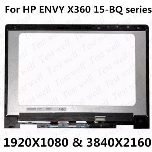Original For HP Envy X360 15-bq serie 15.6" 1080P LCD TouchScreen Digitizer Assembly+Frame bq102ng bq075nr bq100nl Laptop