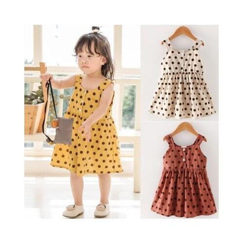 Girl Dresses 2019 Summer New Baby Girl Cute Polka Dot Dress Kids Dresses for Girls Toddler Lovely Suspender Dress Baby Clothes