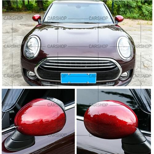 Fit For MINI Cooper F54 F55 F60 3K Red Carbon Fiber Door Side Mirror Cover W/O Light 2pcs