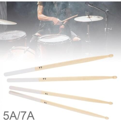 1 Pair 5A / 7A Professional Maple Drumsticks Wood Drum Sticks with Non-slip Rubber Handle Cover for beginners