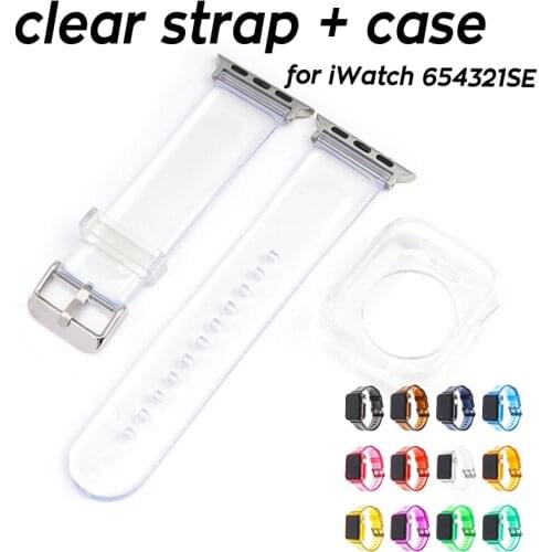 Clear TPU Watch Strap For Apple Watch Band 40mm 44mm 42mm 38mm Bracelet Band For iWatch Series 6 5 4 3 2 1 se w Case Frame