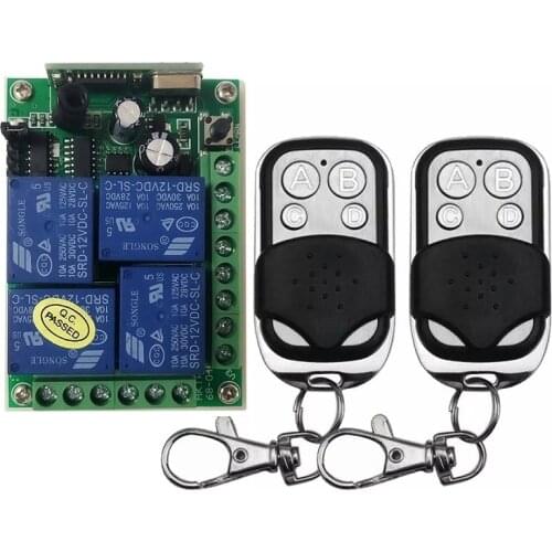 DC 12V 10A 4 channel RF Wireless Remote Control system 1 piece Receiver 2 piece waterproof Transmitter 315MHZ
