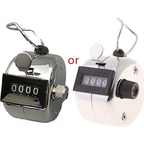 Hand Tally Counter Stainless Steel 4 Digit Mechanical Clicker with Finger Ring U7EC