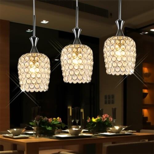 Modern simple LED crystal restaurant lamp three creative bar warm lighting lamps free shipping