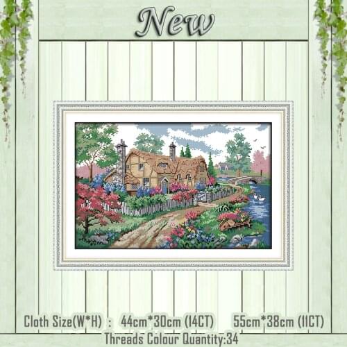 Country cabin scenery diy paintings counted printed on the canvas DMC 11CT 14CT kits NKF Cross Stitch embroidery needlework Sets