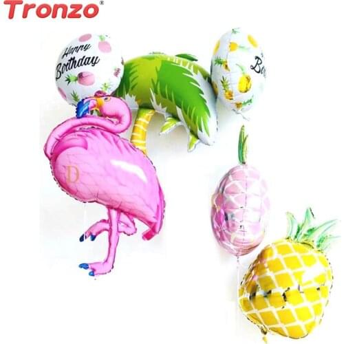 Tronzo Flamingo Foil Balloon Hawaii Party Seaside Decorations Pink Gold Flamingo Pineapple Air Balloons Birthday Party Supplies