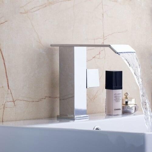 Bathroom Luxury waterfall basin sink Square upright waterfall single handle basin faucet mixer