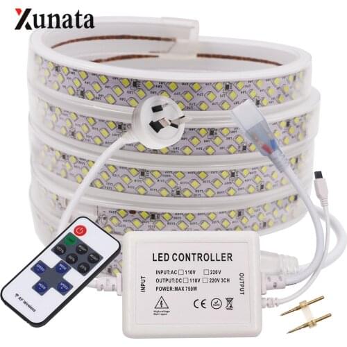 XUNATA 276 Leds/m LED Strip SMD 2835 220V Waterproof LED Tape Rope Light with Light Controller for Home Decoration AU/EU/UK Plug