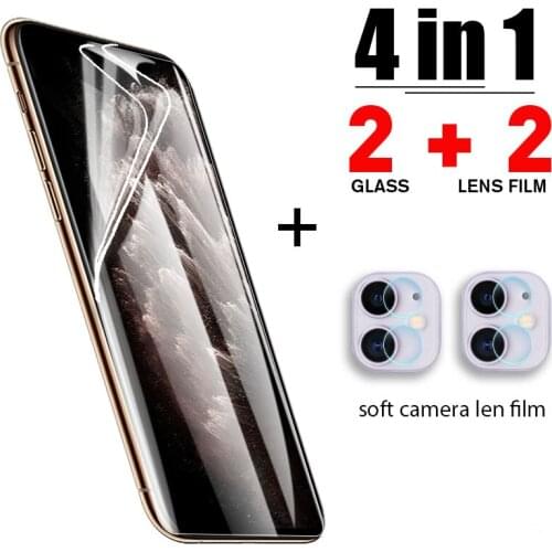 4in1 Screen Protector Hydrogel Film For iPhone 12 Pro Max 12 Mini 12 11 Max Glass Protective For iphone XR X XS 7 Plus 8 Plus 6
