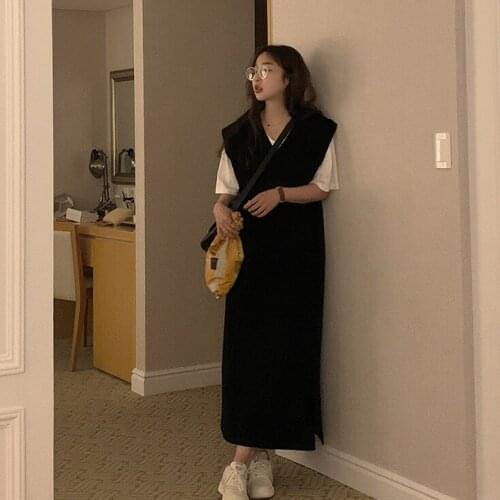 Winter WomenS Dress 2021 Bodycon Sweater Women Dress Sleeveless Knitted Dresses Maxi Vintage Oversize Dresses Knitting Fall