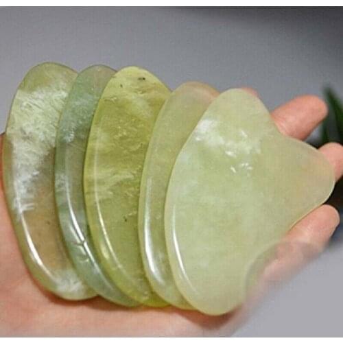 1/2pcs Gua Sha Natural Green Jade Quartz Crystal Stone Crystal Bodys Massage Board Tool