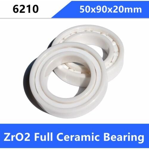 1pcs/lot 6210 full Ceramic ball bearing 50x90x20 mm Zirconia ZrO2 ceramic bearings 50*90*20mm
