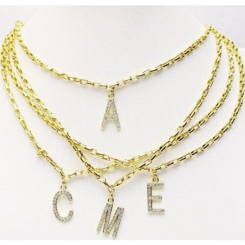 10 Strands Letter charms necklace link chain for Summer jewelry accessories picked the letters Gold letter necklace 9823