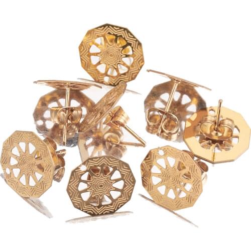 10pcs/lot Stainless Steel Hollow Spider Web Earrings Hooks Settings Women Earring Base Connectors DIY Jewlery Making Supplies