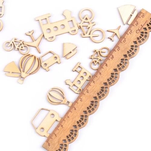 24Pcs/lot Mix Transportation Cars Pattern Natural Wood Crafts For Scrapbooking Accessories DIY Handwork Decor 10-25mm M1700