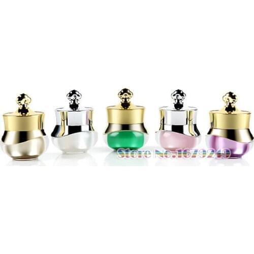 300pcs/lot 5g 10g 15g PP Acrylic Cream Jar, Plastic Jar for Eye Cream and Lipstick, Senior Cream Bottle with Crown cover
