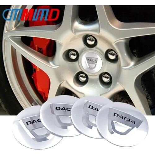 Car Styling 4pcs New 56mm aluminum Car Wheel Center Hub Cap Sticker for Dacia Duster Logan Sandero Lodgy Emblem Badge Sticker