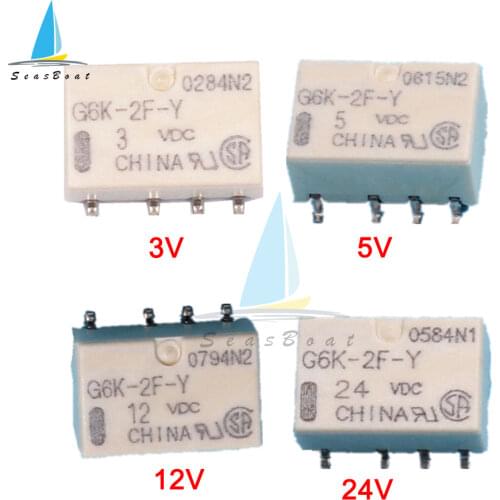 5Pcs/lot DC 3V 5V 12V 24V SMD G6K-2F-Y Signal Relay 8PIN For Omron Relay 10*6.5*5mm