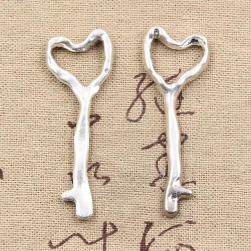 5pcs Charms Rustic Skeleton Heart Key 51x18mm Antique Making Pendant fit,Vintage Tibetan Silver color,DIY Handmade Jewelry