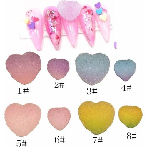 50pcs/pack Japan Alloy Nail Art Charms Decals Lovely Candy Colors Love Heart Fudge 3D Metal Accessories Bride Nail Sticker DIY