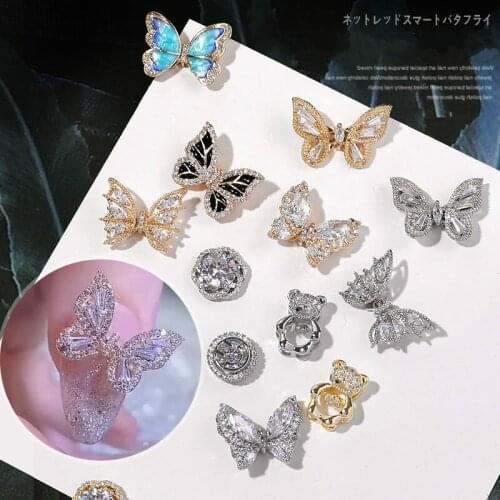 1 Piece Flying Butterfly Nail Art Accessories High-end Luxury Zircon Jewelry Gilded Shiny Fashion Nail Charm Decoration Supplies