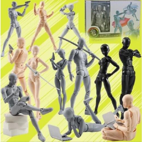1 set 13cm Artist Art Painting Anime Figure Sketch Draw Male Female Movable Body Action Figure Toy Model Draw Mannequin