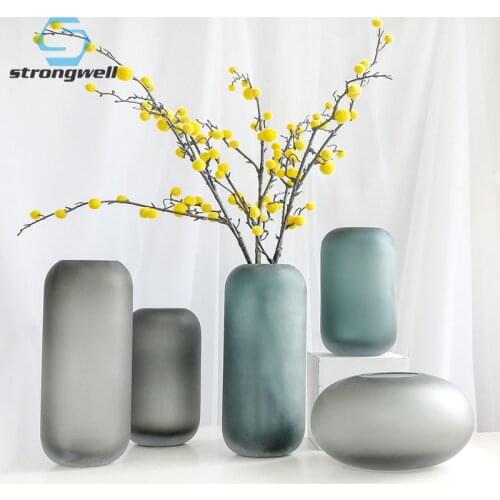 Strongwell European Simple Vases Creative Transparent Glass Vase Living Room Tabletops Home Flower Vase Crafts Wedding Gifts