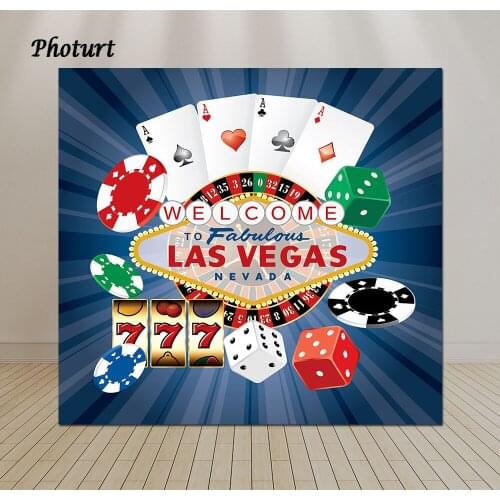 PHOTURT Las Vegas Casino Photography Background Adult Birthday Backdrop Poker Dice Vinyl Banner Polyester Photo Decorate Props