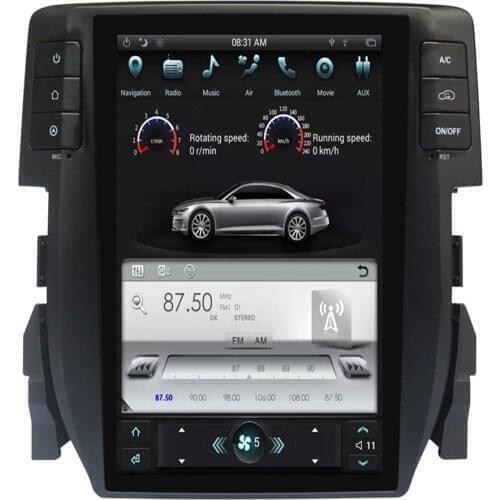 Tesla Style Android 9.0 Car GPS Navigation DVD Player Headunit for Honda Civic 2016 2017 IPS Screen 10.4 Inch 1080P Video Unit