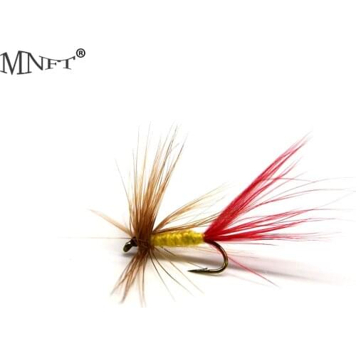 MNFT 10PCS Artificial bait Brown Red Tail Fly Fresh Water Dry Fly Baits With Crank Hooks Fly Fishing Lure12