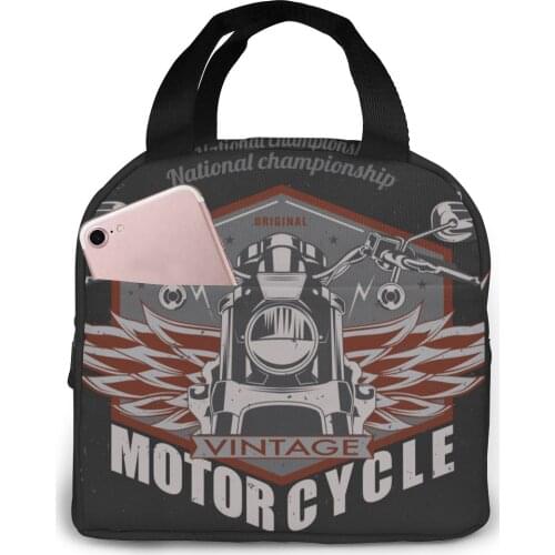 Classic Motorcycle Cooler Lunch Box Portable Insulated Lunch Bag Thermal Food Picnic Lunch Bags