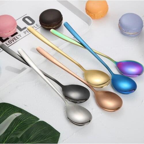 Korean Spoon Meal Spoon Silver Gold Copper Black Rainbow Color 304 Stainless Steel Spoon Dinner Wholesale SN3725