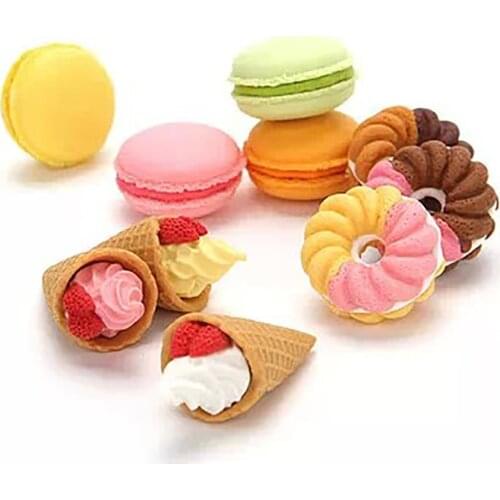 Ice Cream Circle Macaron Shape Eraser Cute Dessert Erasers Student Stationery School Office Supplies Kids Sweet Gift Reward