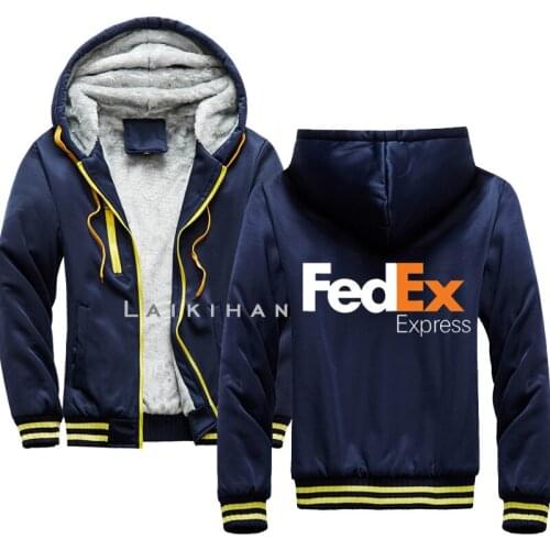 2021 Winter Hoodies FedEx Express Hoodies Men Winter Thicken Warm Takata Sweatshirts Streetwear Man Pullover