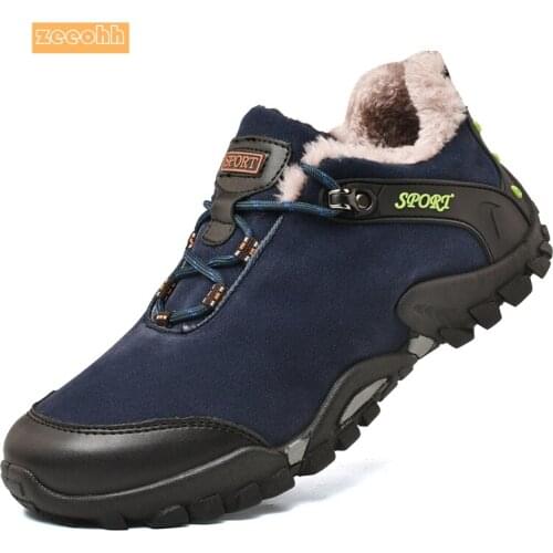 Male Winter Warm Plush Hiking Shoes Professional Tactical Boots Outdoor Mountain Climbing Sports Sneakers Botas for Hunting