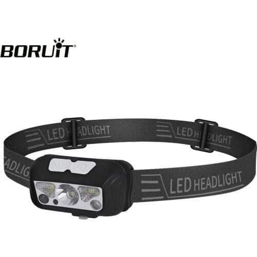 BORUiT XPE SMD LED Mini Headlamp Motion Sensor 5-Mode Headlight Rechargeable Waterproof Head Torch for Camping Hunting