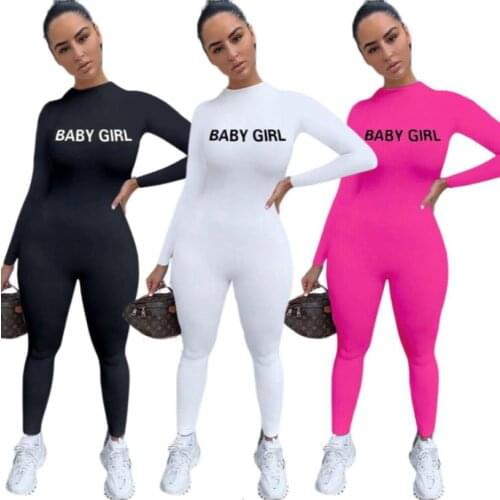 2021 New Style Womens Sports Romper Long Sleeve Autumn Fall Jumpsuit Elastic Waist Letters Printed Gym Yoga Running Wear