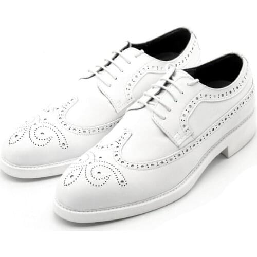 New cow suede shoes for men white handmade men shoes fashion carved Derby lace up low shoes