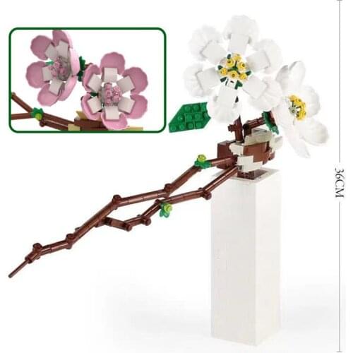 NEW Phalaenopsis Vase Flowers Bouquets Plants Building Blocks Potted Blossom Ornaments Decoration Model Bricks DIY Kid Toys