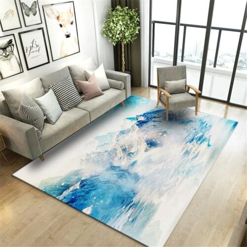 New Chinese Style Landscape Abstract Carpet Light Blue Rug For Floor Sofa Dining Room Rugs Bedroom Floor Mat Soft Non-slip