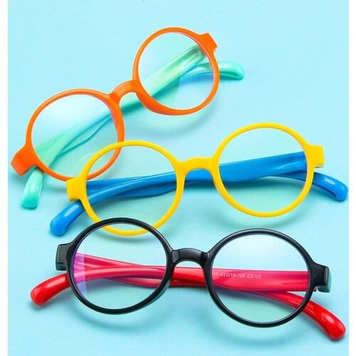 Oval Kids Anti-blue Light Silicone Eyeglasses Brand Children Soft Frame Goggle Plain Glasses baby Eye Frame Eyewear Fashion 2021