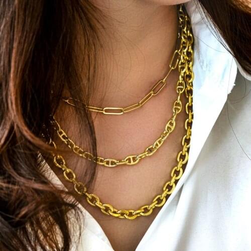 2021 Trendy Paperclip Chain Necklace Women Gold Color Hot Fashion Metal Chain Necklace For Women Jewelry Gift