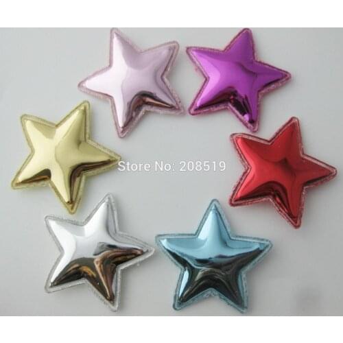 PANVNO shiny surface craft padded appliques 120pcs/lot 38mm star shape Hairclips accessory DIY fit