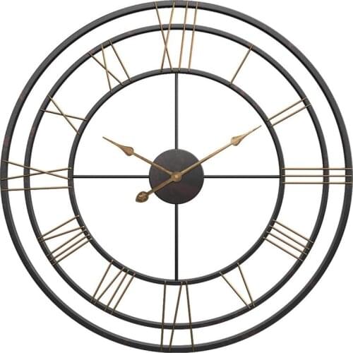 Products European style creative iron clocks and watches home living room clock metal round wall clock