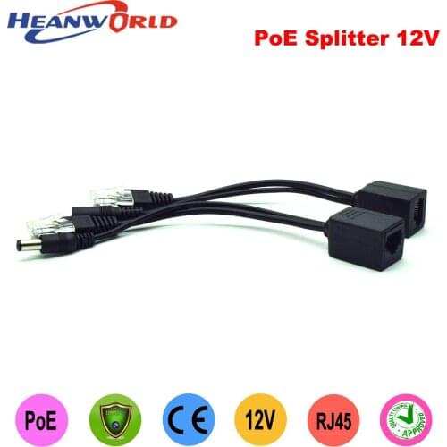Heanworld 1 pair Power Over Ethernet PoE splitter PoE Power Receiver PoE Cable Adapter Kit for IP camera CCTV security system