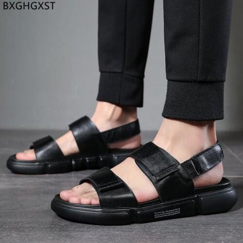 Beach Sandals Mens Sandals Genuine Leather Luxury Designer Casual Shoes Man Sandals 2021 Summer Beach Shoes Men Indoor Slippers