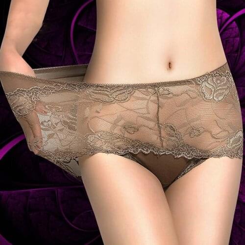Sexy Transparent Lace Women Underwear High Waist Floral Luxurious Panties Elegant Soft Lingerie Calcinhas Hollow Female Briefs
