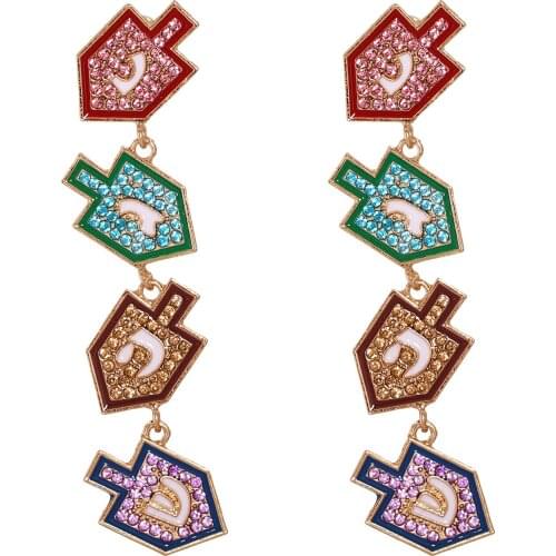 2Colors Multicolors Rhinestone Geometric Dangle Earrings Jewelry Hot Sale Bohemian Trendy Statement Earrings Accessories