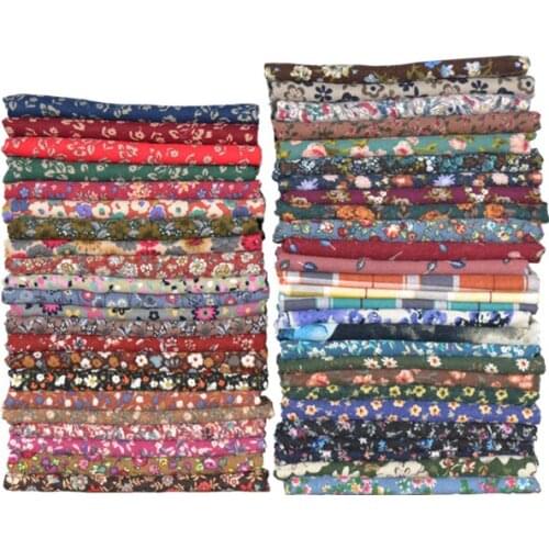 Width 55'' High Grade Plush Thickened Cotton Linen Printed Fabric By The Half Yard For Padded Jacket Cheongsam Trousers Material