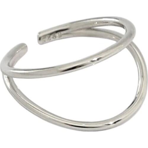 SILVERHOO S925 Sterling Silver Minimalist Double-Layer Line Open Ring Versatile Rings For Women Fashionable Jewelry Gift Best